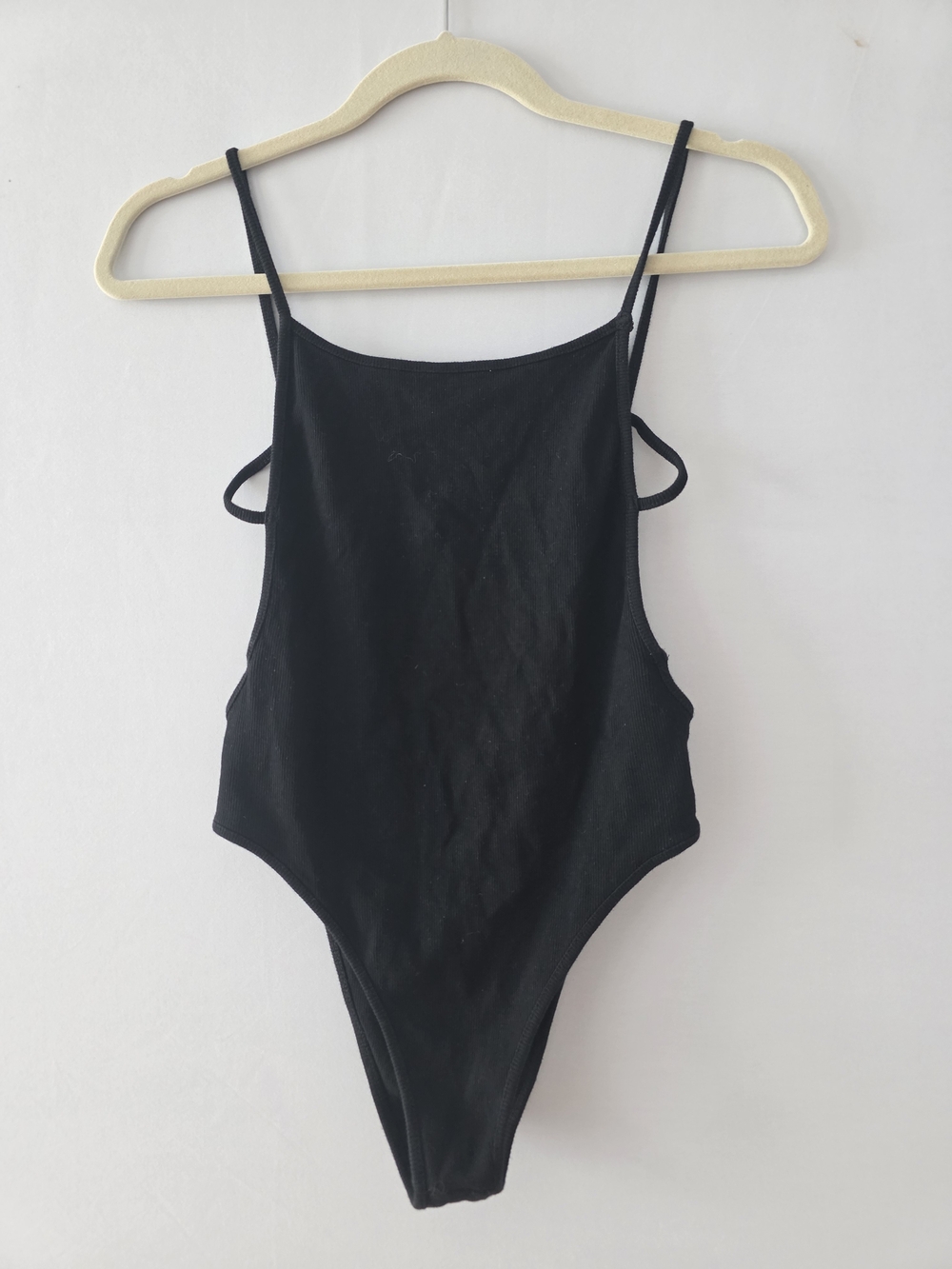 Reformation Black Ribbed Spaghetti Strap Top